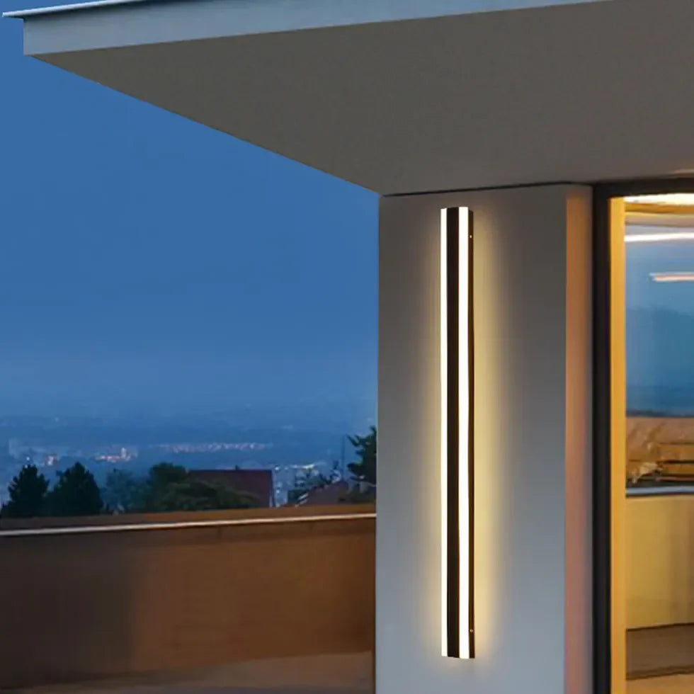 Applique da esterno moderno lineare LED in metallo nero