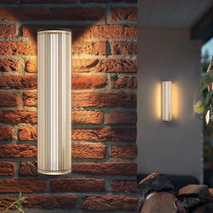 Applique da esterno per giardino moderno a LED solare nero con diffusore cilindrico