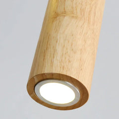 Lampadario a sospensione cilindrico in legno minimalista LED altezza 30 cm per sala da pranzo