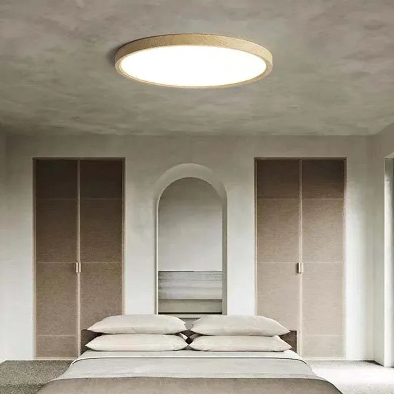 Plafoniera LED a soffitto rotonda stile nordico in legno dimmerabile per camera da letto