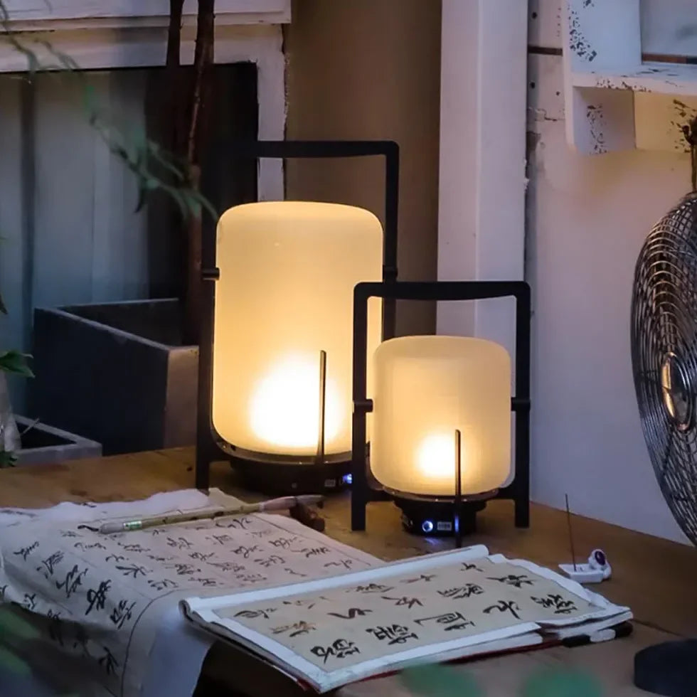 Lampada portatile da esterno a lanterna LED calda solare in vetro per giardino