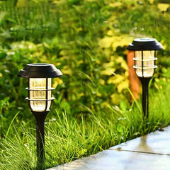 Lampione lanterna da giardino solare LED in metallo contemporaneo altezza 45 cm