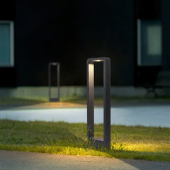 Lampione da giardino moderno LED a forma rettangolare in metallo nero con luce calda