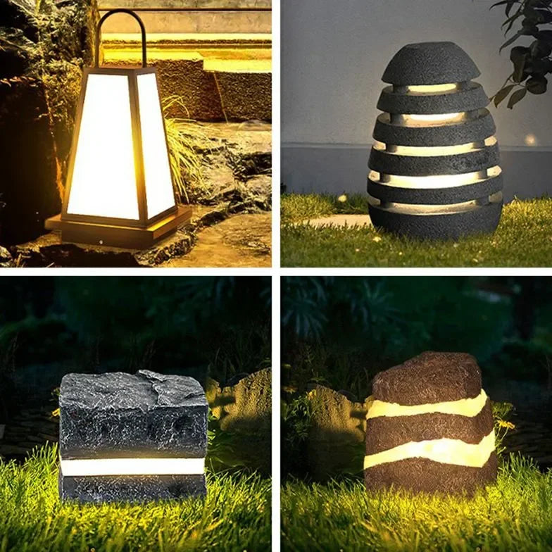 Lampade da Terra Esterne con Design a Forma di Roccia