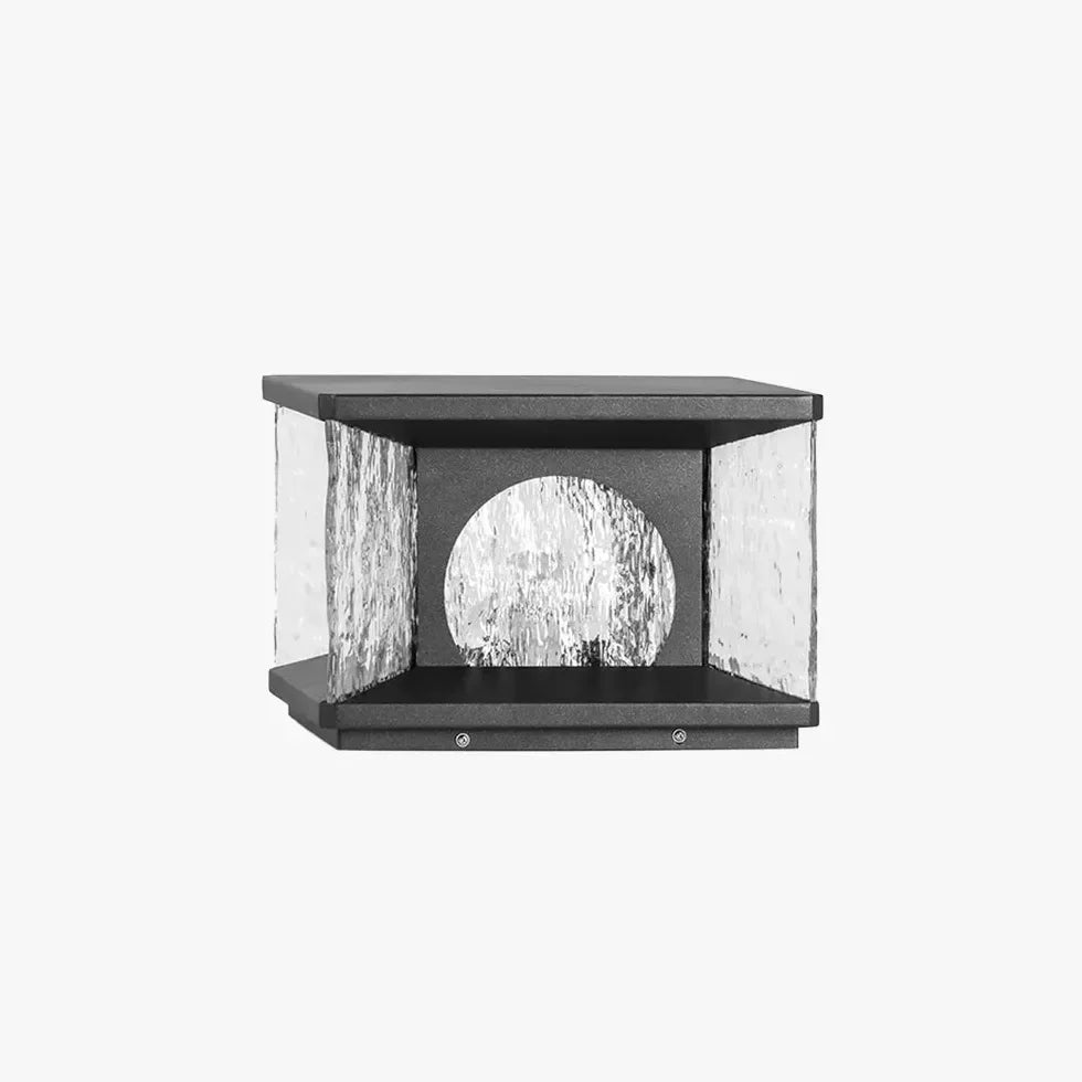 Lampada da pilastro per esterno cubo nero LED solare in vetro design moderno