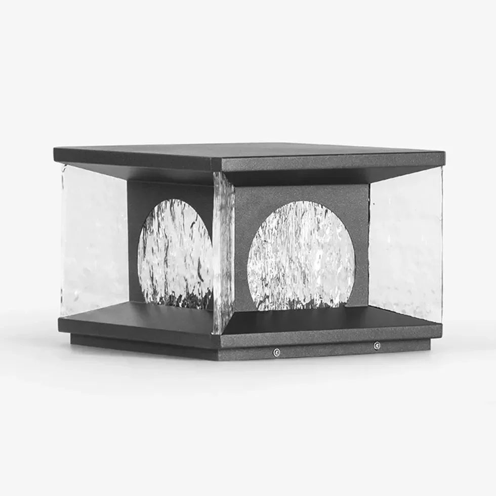 Lampada da pilastro per esterno cubo nero LED solare in vetro design moderno