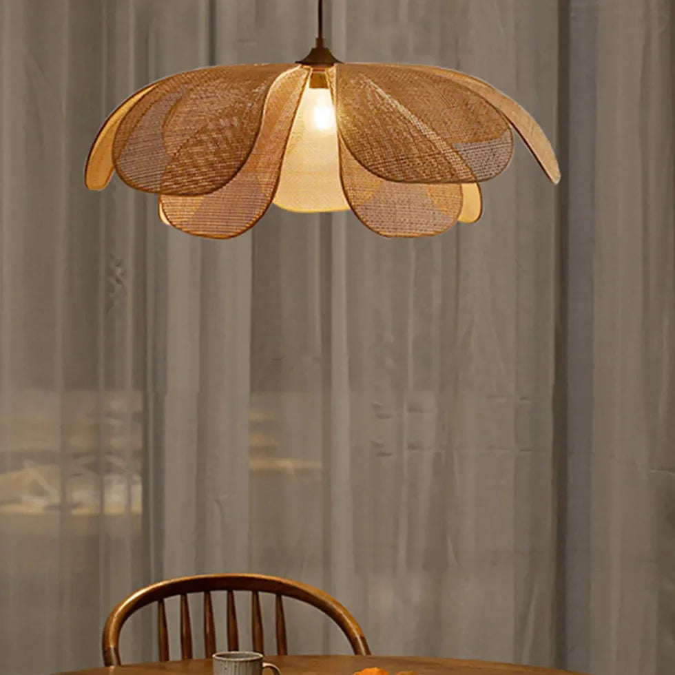 Lampadario in rattan a LED stile nordico a sospensione per sala da pranzo