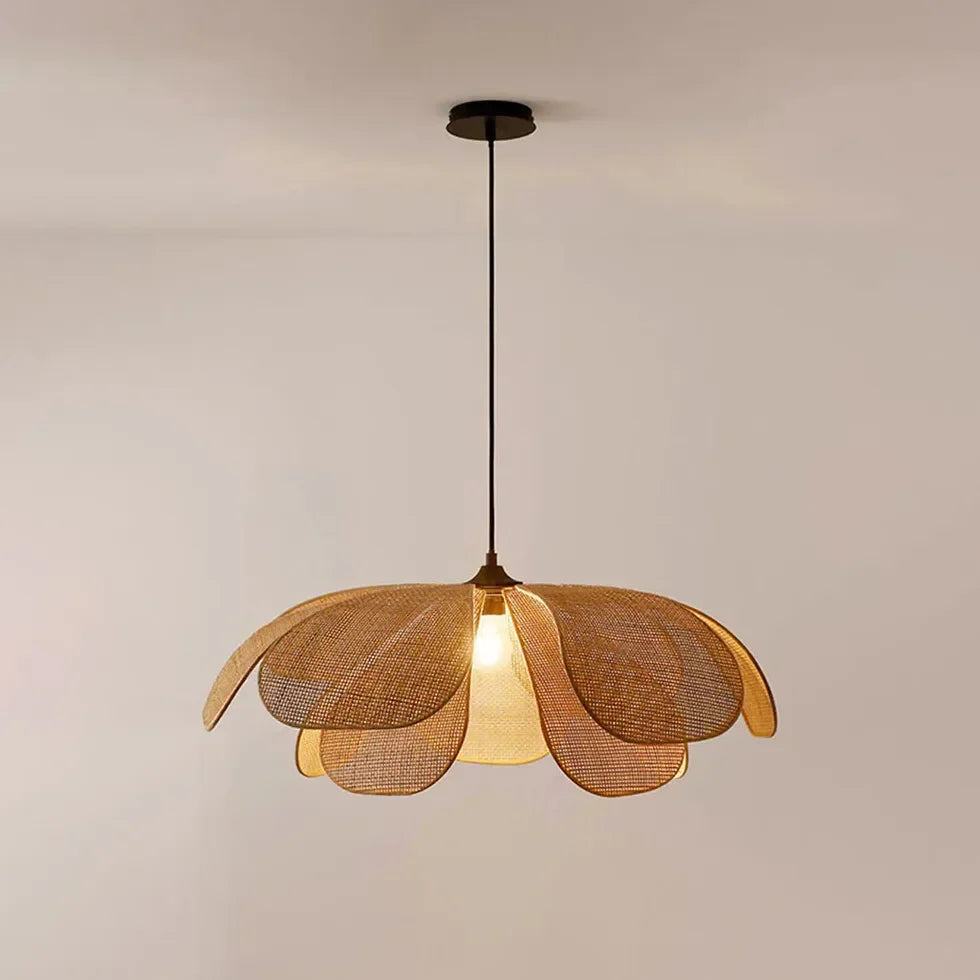 Lampadario in rattan a LED stile nordico a sospensione per sala da pranzo