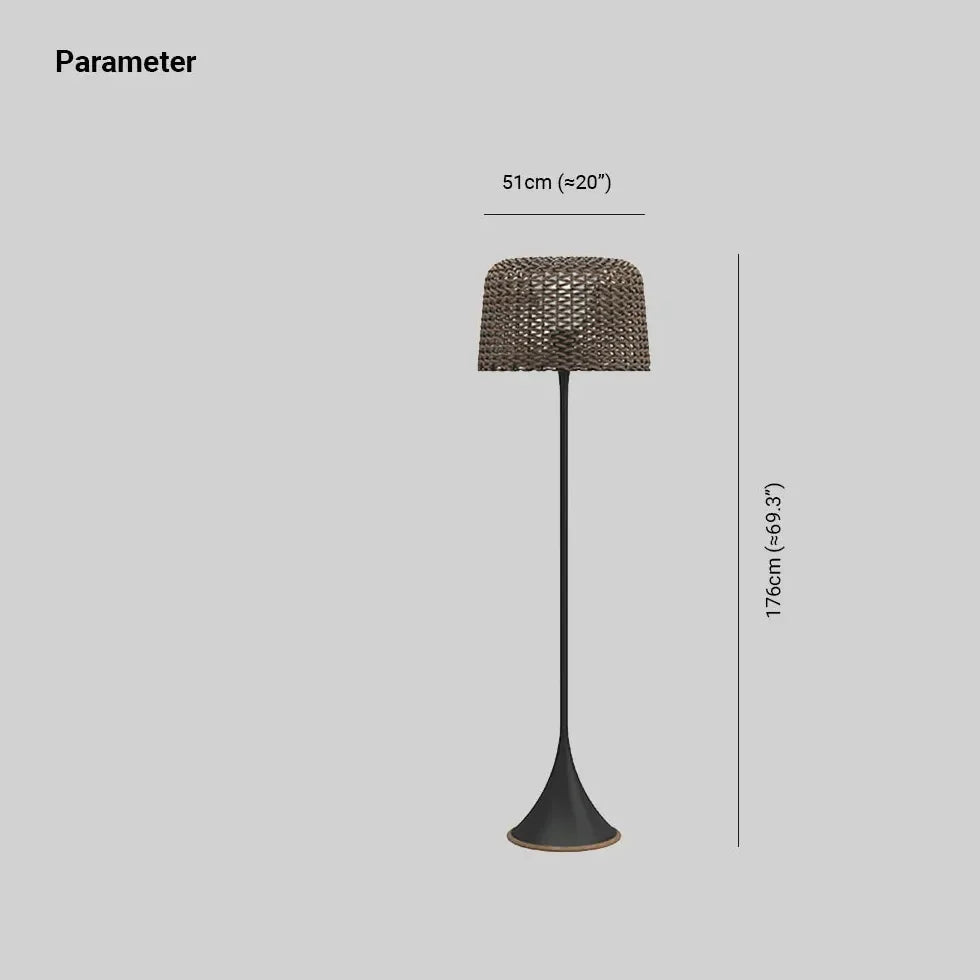 Lampada da terra per esterno in rattan stile nordico LED solare altezza 176 cm per terrazzo