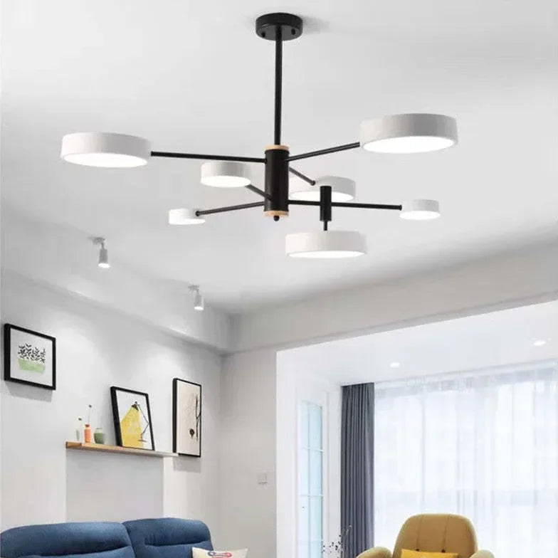 Lampadario a bracci in metallo nordico LED dimmerabili per soggiorno