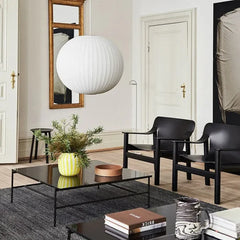 Lampadario in tessuto dal design nordico bianco ispirato alla lanterna per soggiorno