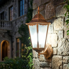 Lanterna applique esterno ingresso stile classico con paralume in vetro martellato